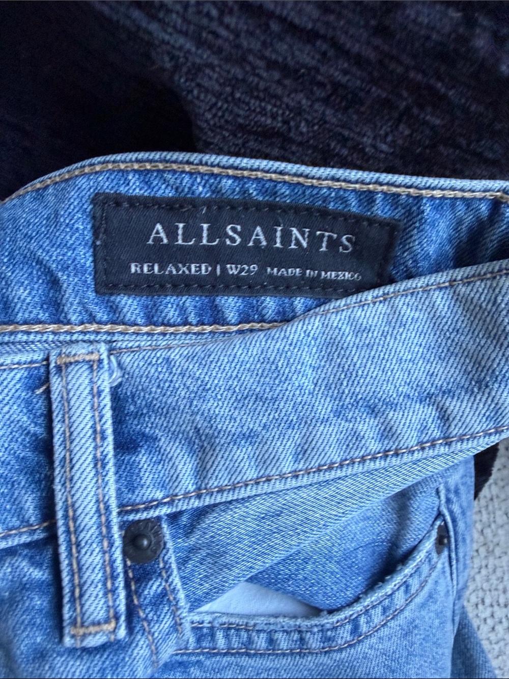 AllSaints Relaxed Fit Light Blue Denim Jeans